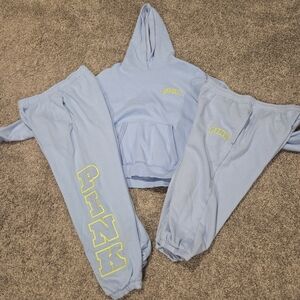 PINK Victoria's Secret Light Blue Hoodie and Joggers Set Medium